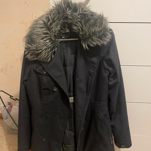 Grey Padded Double Breasted Trench Coat 